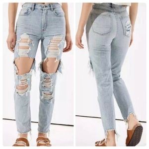 American Eagle Hi-Rise Ripped Mom Jeans